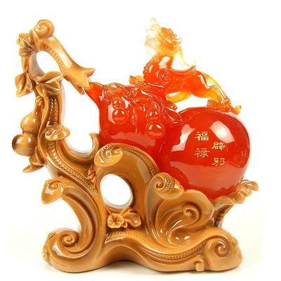 普润大号招财辟邪玉貔貅树脂工艺品 承载祥瑞的商务与家居佳选
